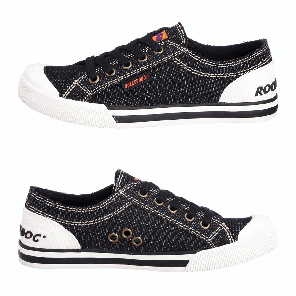 VINTAGE Rocket Dog size 7.5 : black Y2K casual ‘sandpaper’ denim canvas sneakers